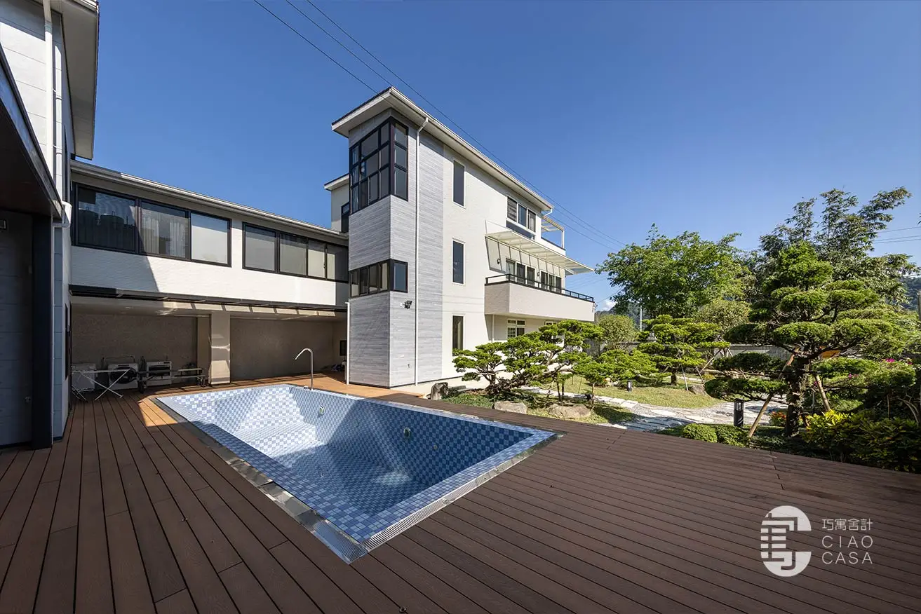 山景私人會所，度假 Villa坐擁絕美庭園，桃園大溪自地自建別墅毛胚屋室內裝潢，簡約風設計